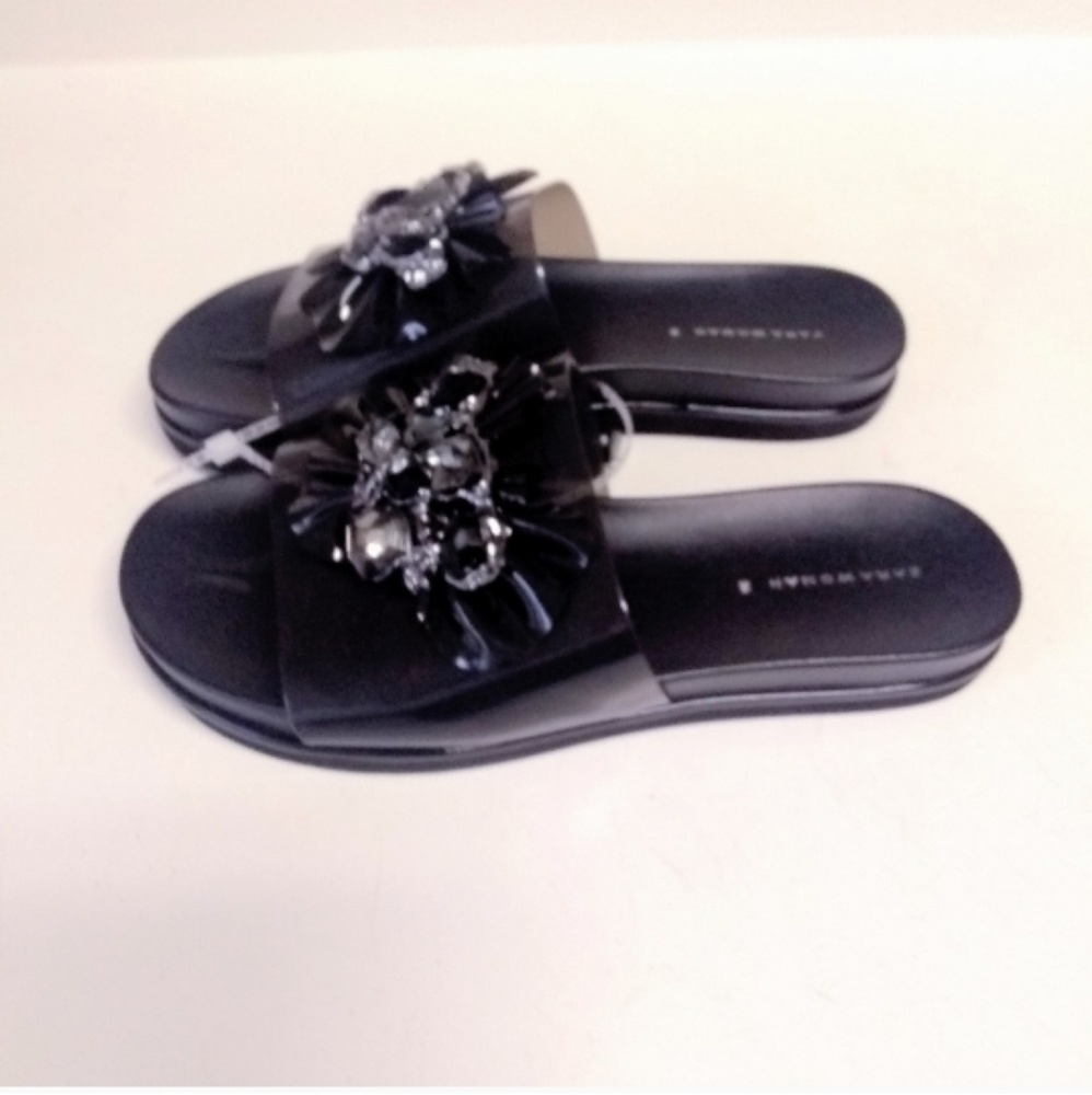 Zara bejeweled slip on black platform jelly sandal - Picture 4 of 8